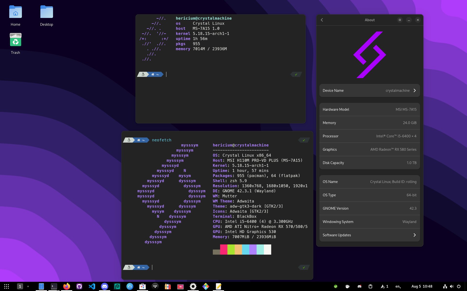 Cachyos. Crystal Linux. Arch Linux 2023. Kde Crystal. FVWM.