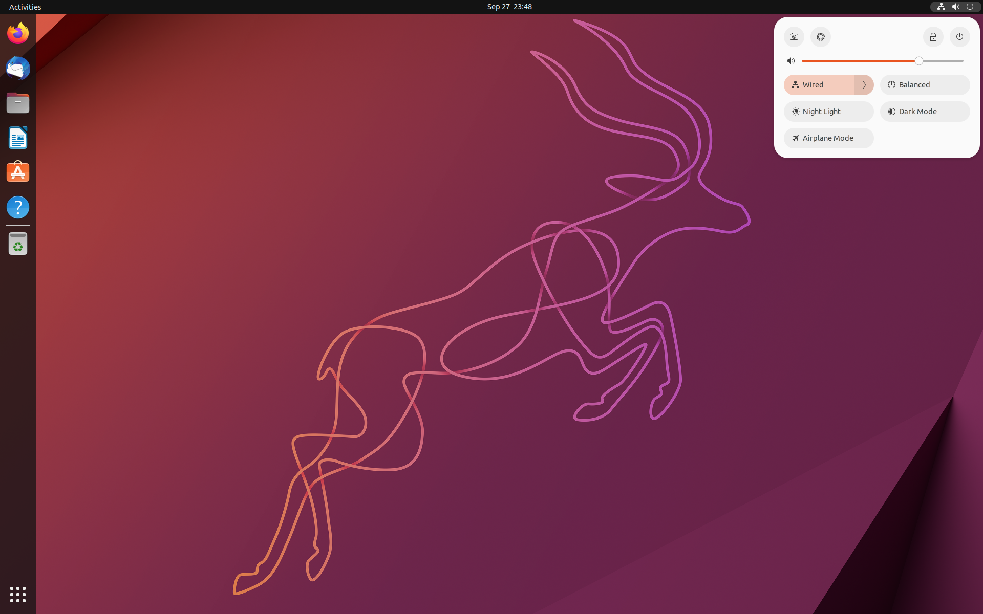 ubuntu 22.10 quick settings