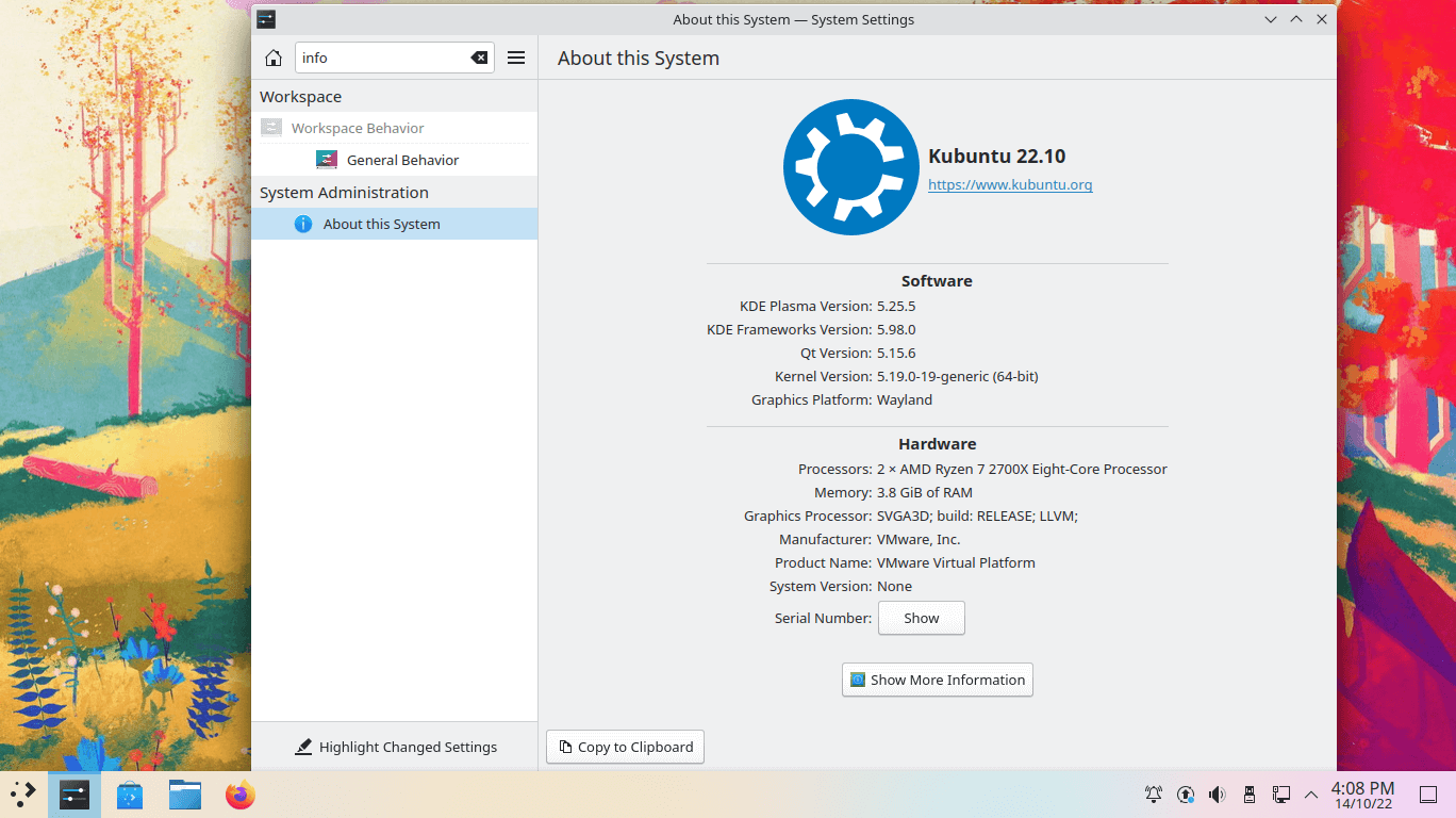 kubuntu 22.10 wayland session info