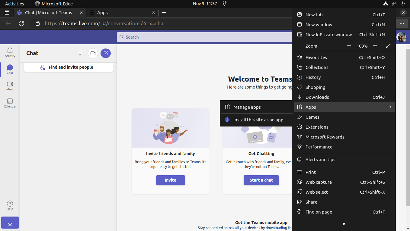 microsoft teams pwa edge