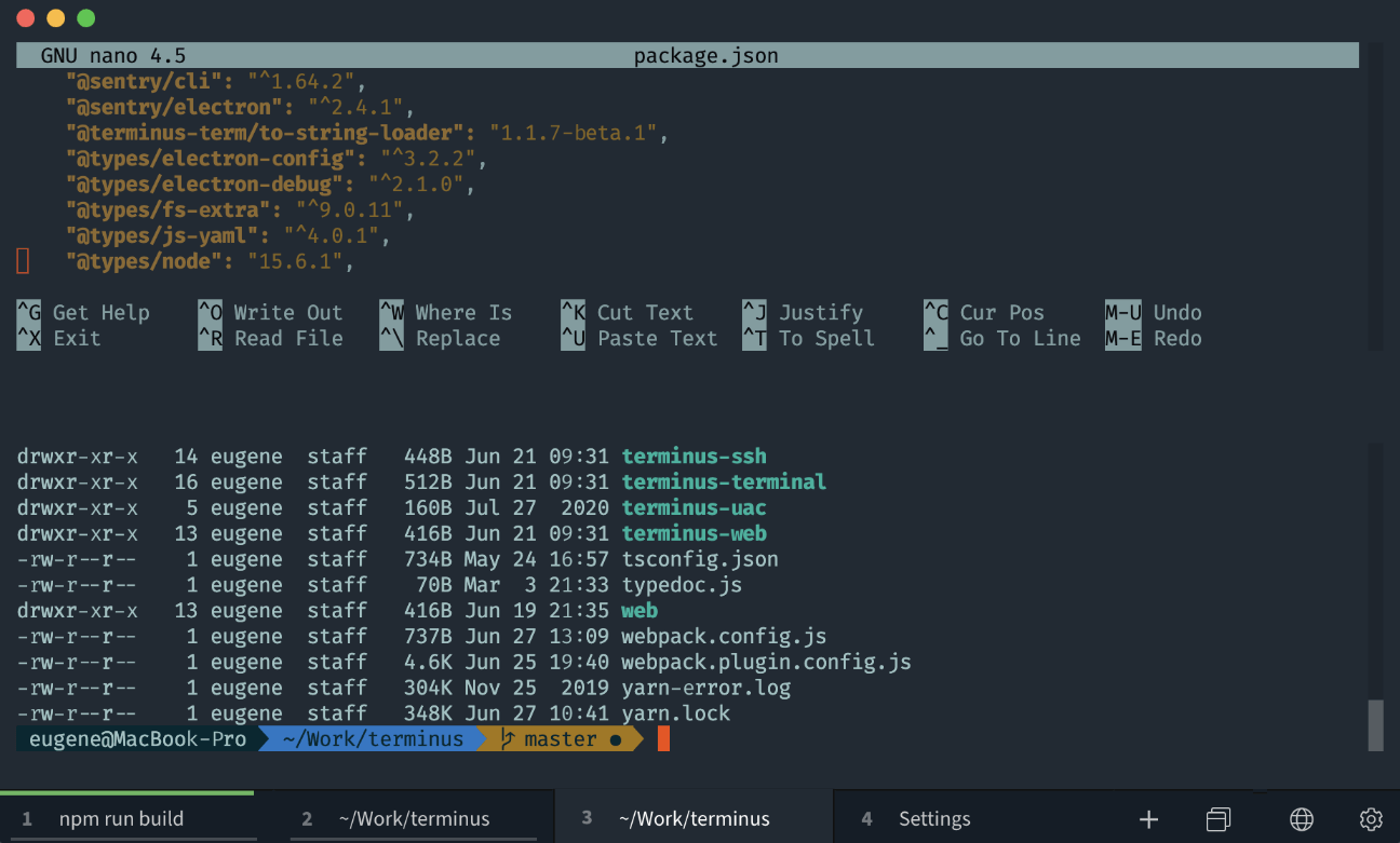 tabby terminal