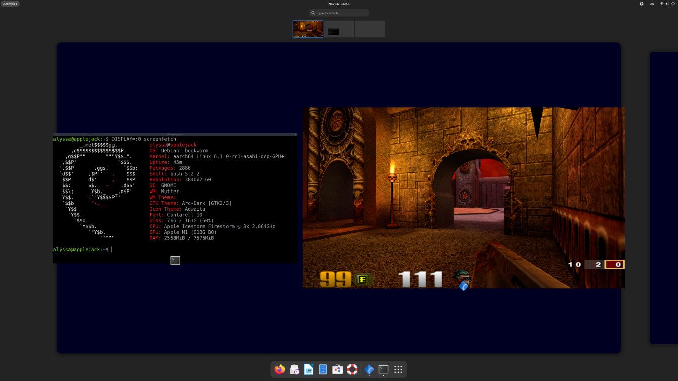 asahi linux running quake3