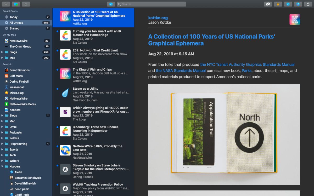 netnewswire rss reader screenshot for mac