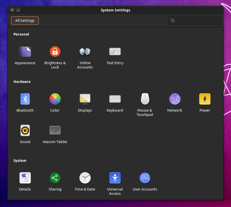 ubuntu unity control center