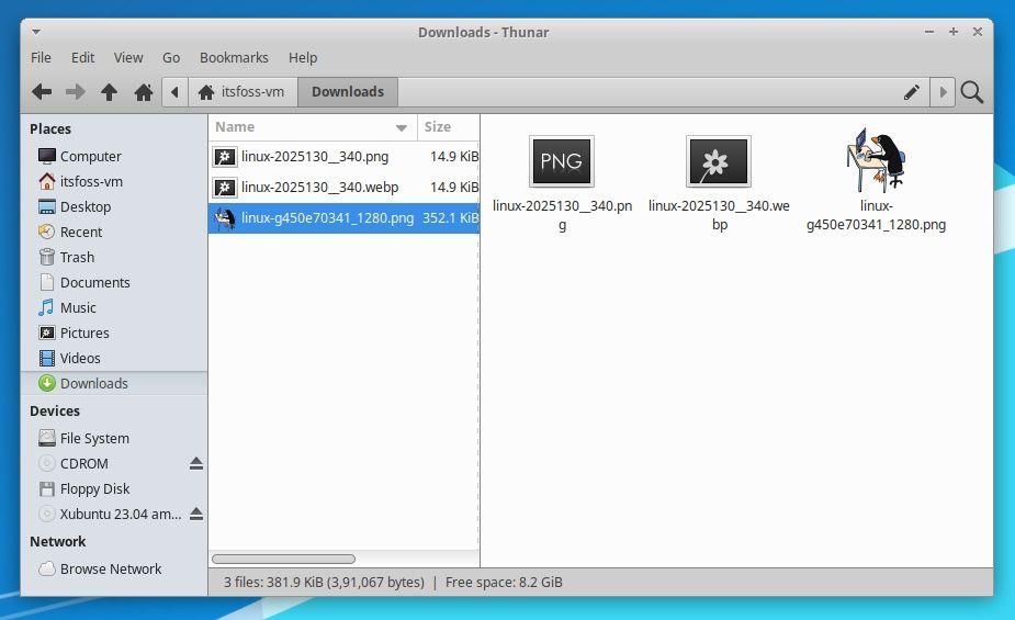 Xfce 4.18 file manager with split view