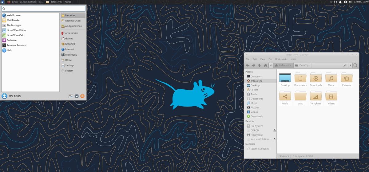 Xfce 4.18 with its new default wallpaper