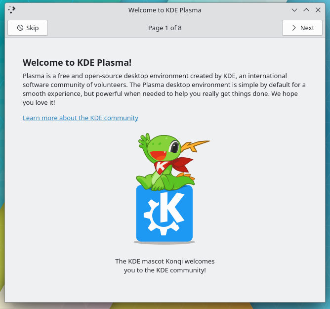 kde plasma 5.27 welcome app