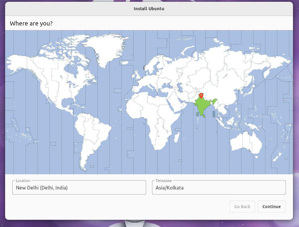 ubuntu new installer timezone selector