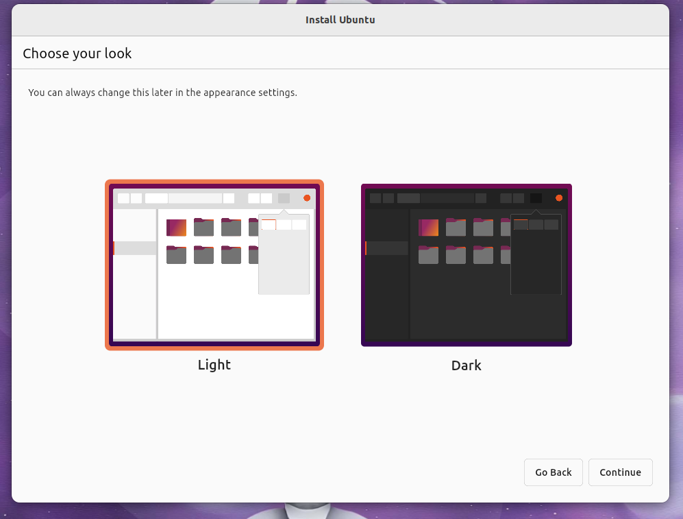 ubuntu new installer theme selector