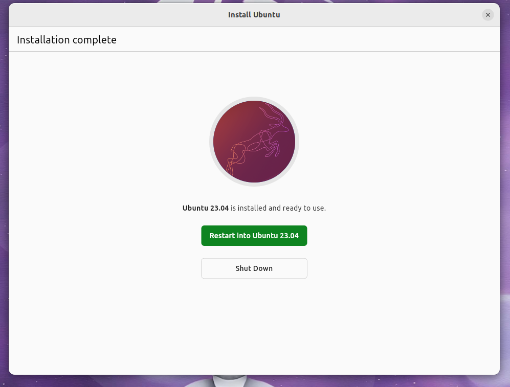 ubuntu new installer installation complete