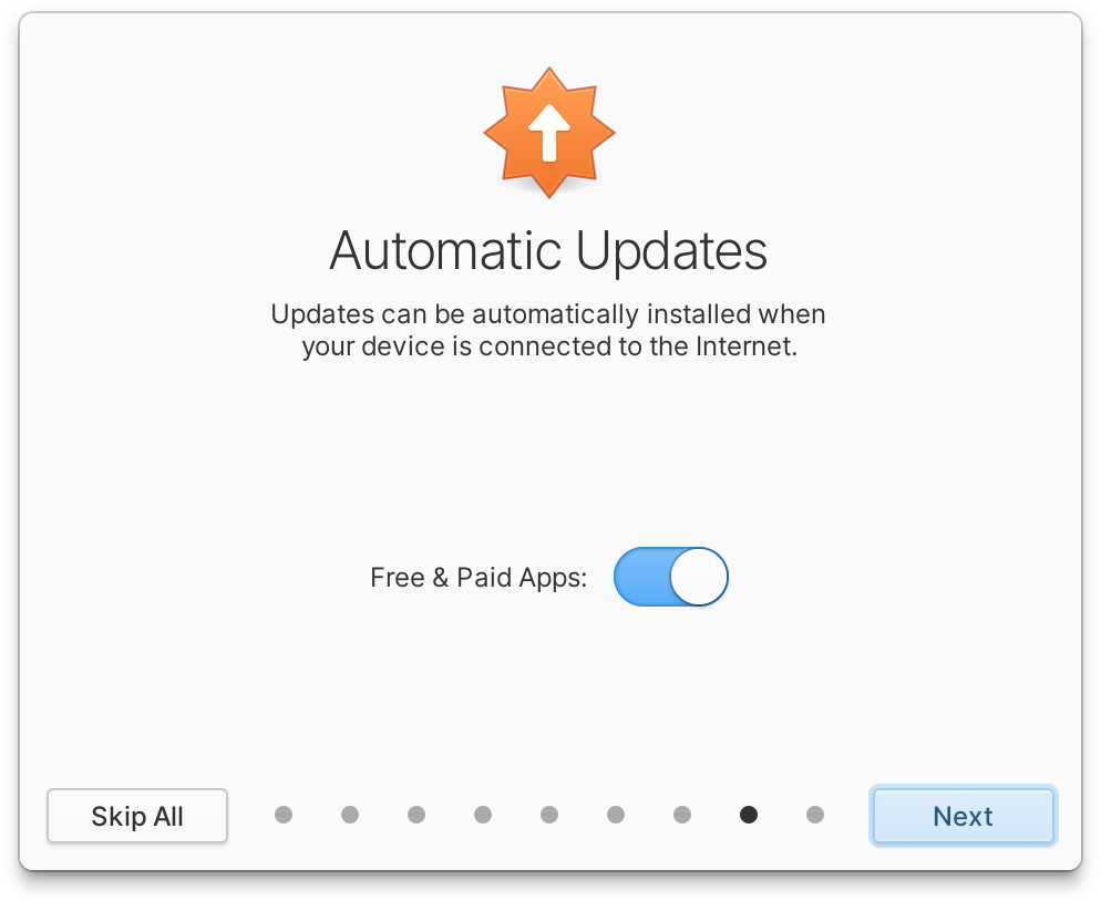 elementaryos automatic updates toggle onboarding screen