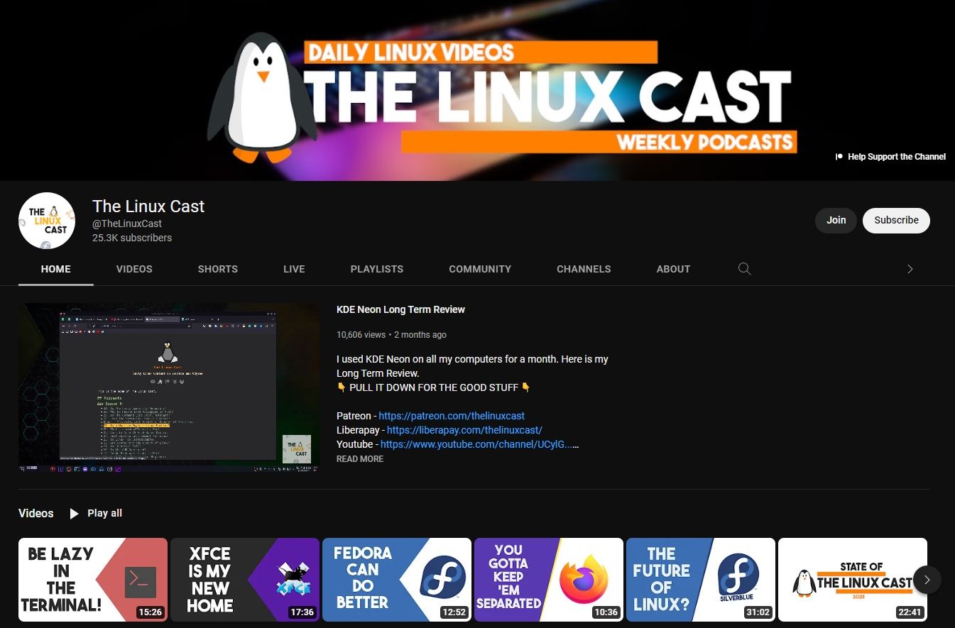 thelinuxcast youtube channel