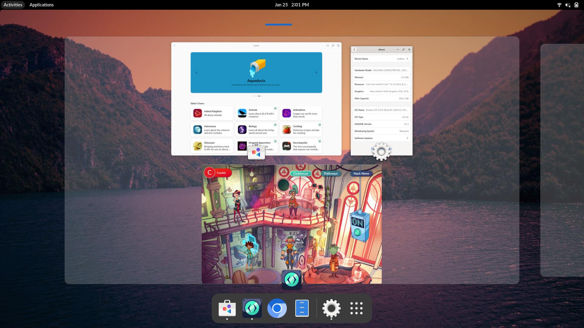 the activities and workspaces feature on endless os 5