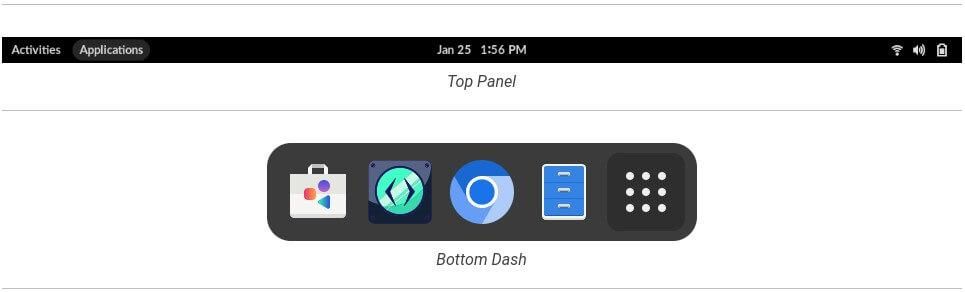 the new top panel and bottom dash on endless os 5