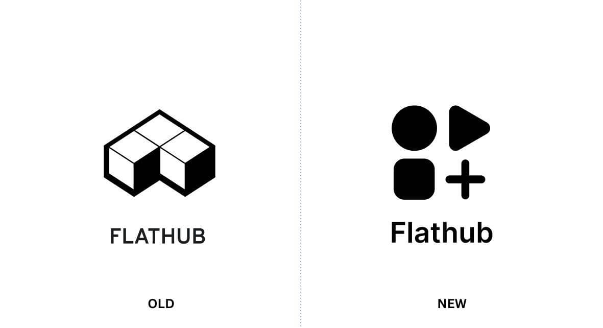 a comparision between the old and new logos of flathub