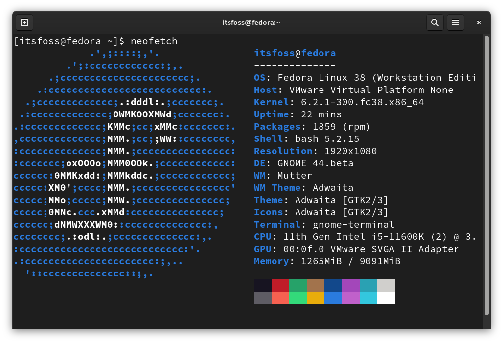 fedora 38 neofetch screenshot