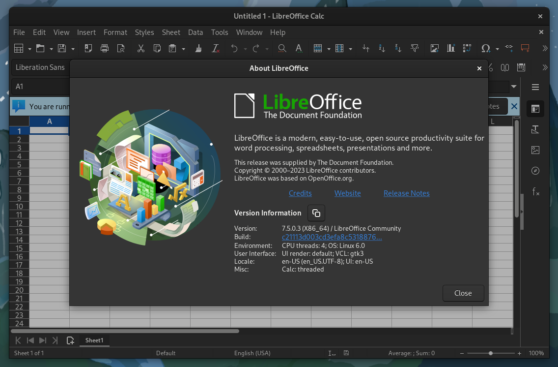 captura de pantalla libreoffice 7.5 calc