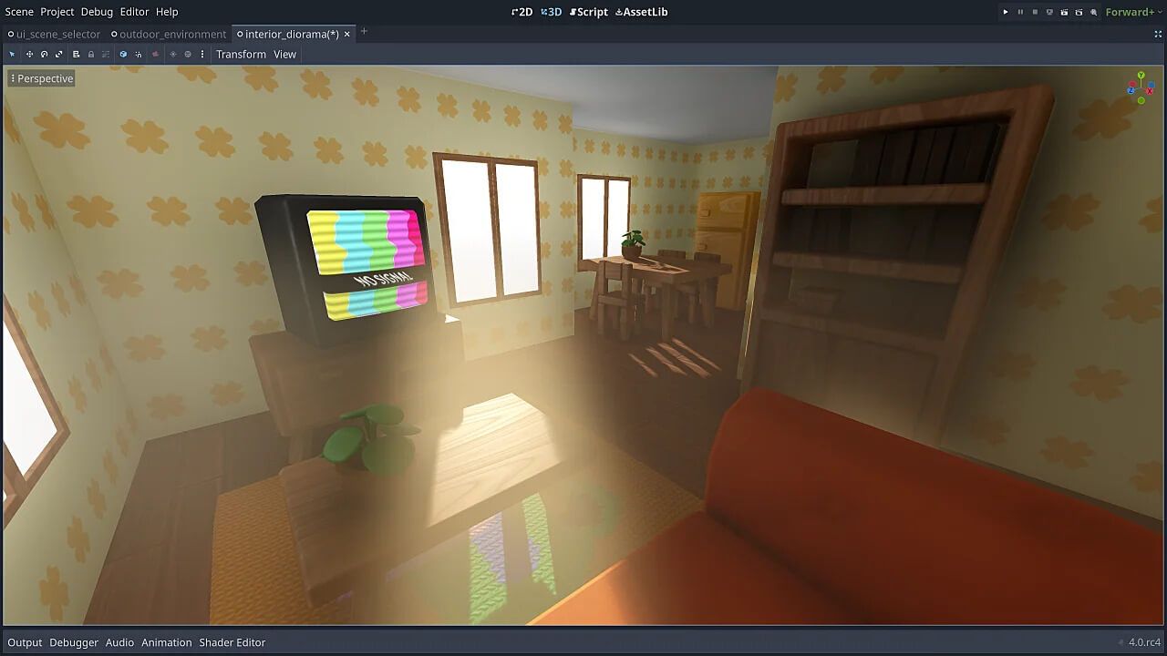 a screenshot of the new volumetric fog effect on godot 4.0