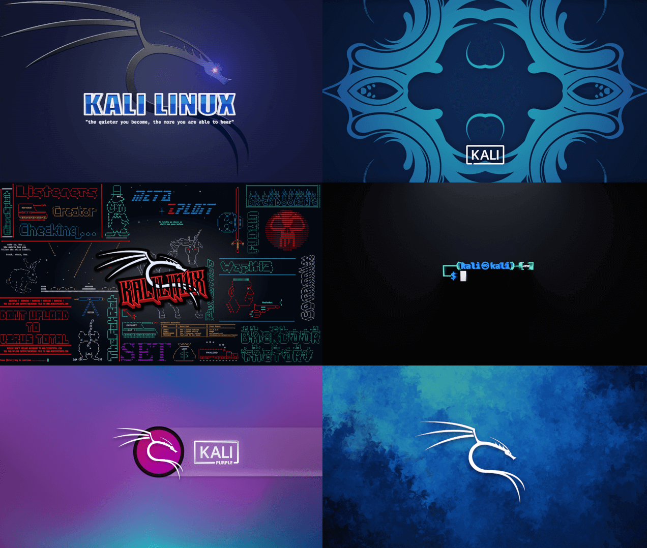 the new wallpapers offered with kali linux 2023.1 and kali purple
