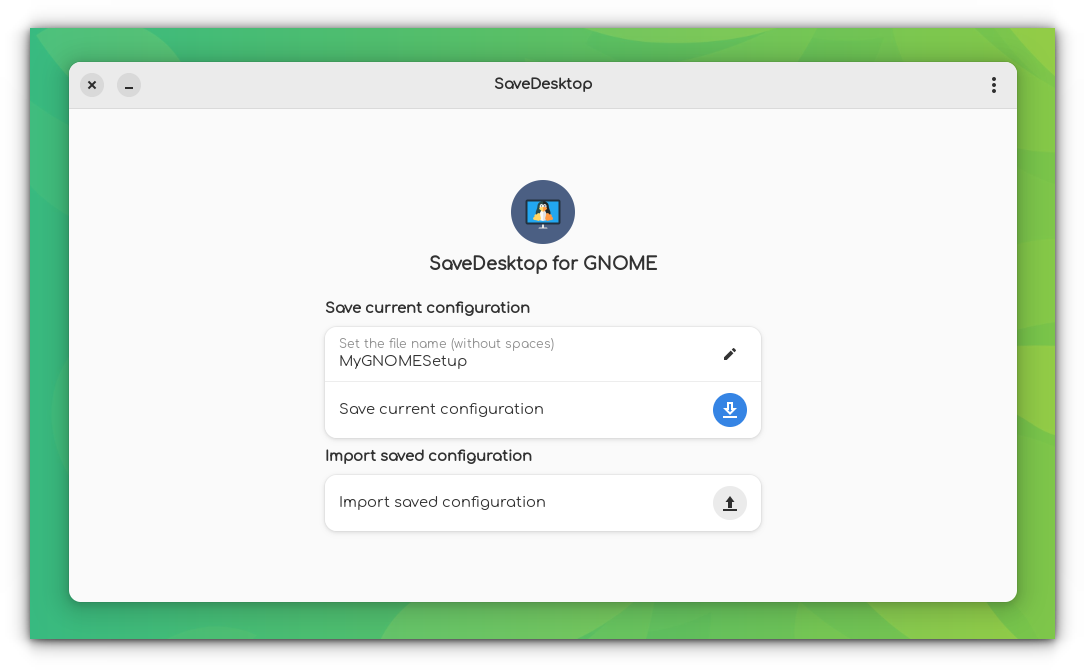 a screenshot of the savedesktop tool running on gnome