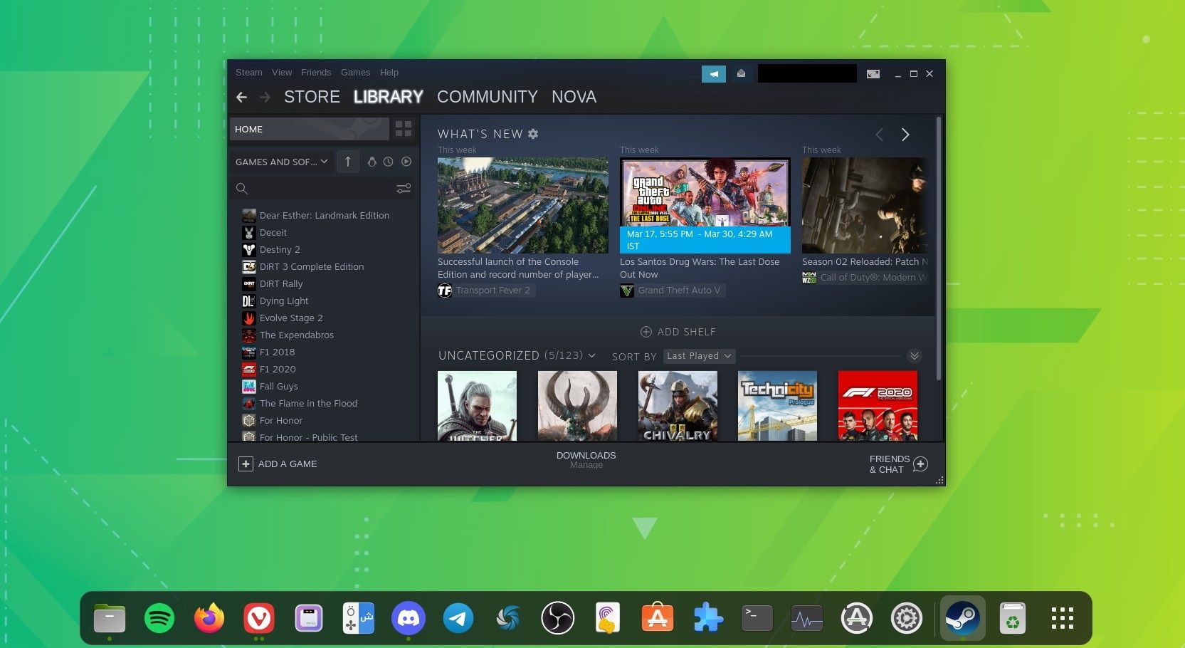 a screenshot of the testing version of steam snap on ubuntu 22.04 lts