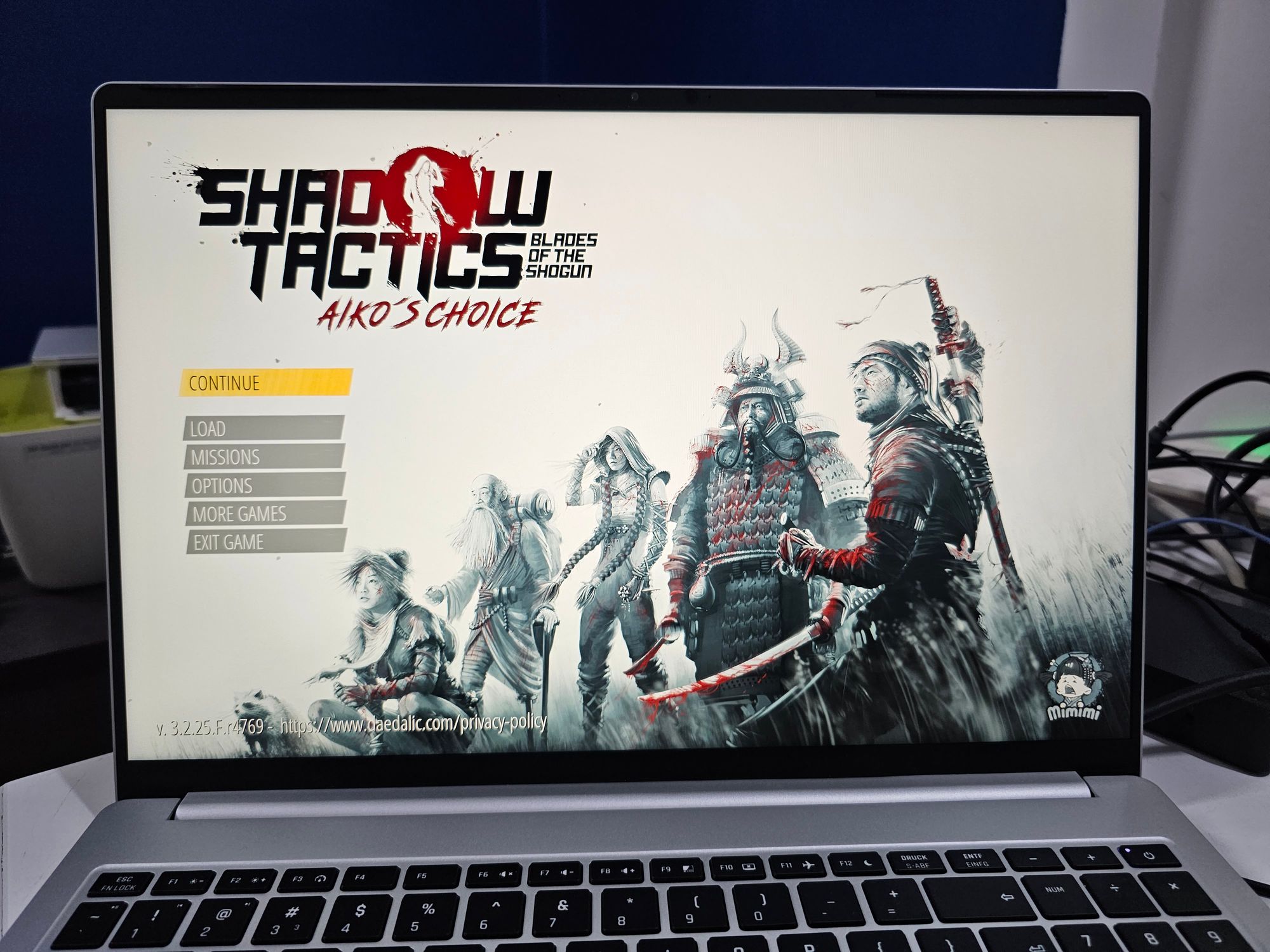Shadow Tactics game on TUXEDO OS InfinityBook Pro 