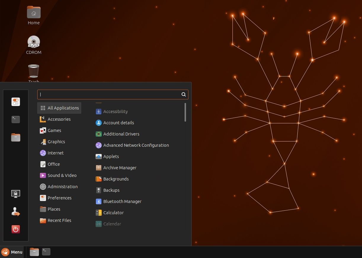 ubuntu cinnamon menu screenshot