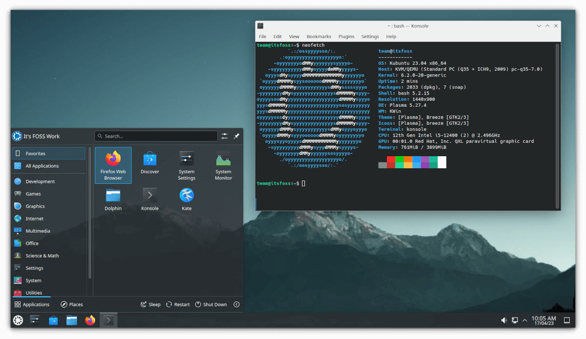 kubuntu 23.04 homescreen