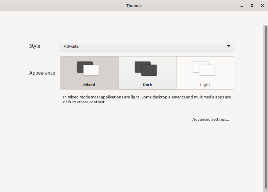 linux mint style selection
