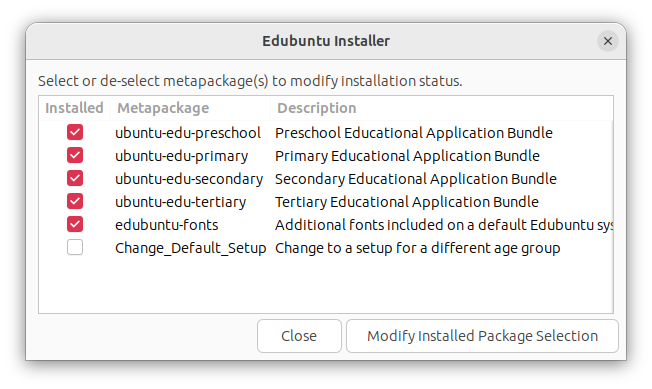 Edubuntu group users select