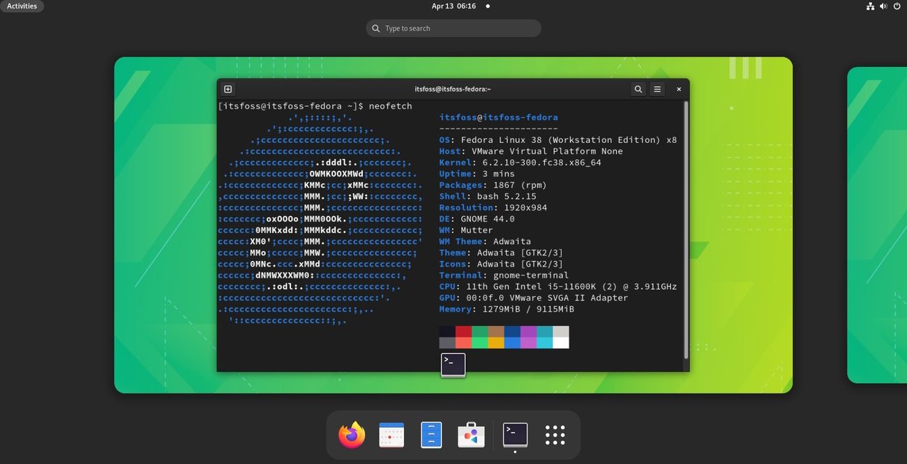 Fedora 38 homescreen