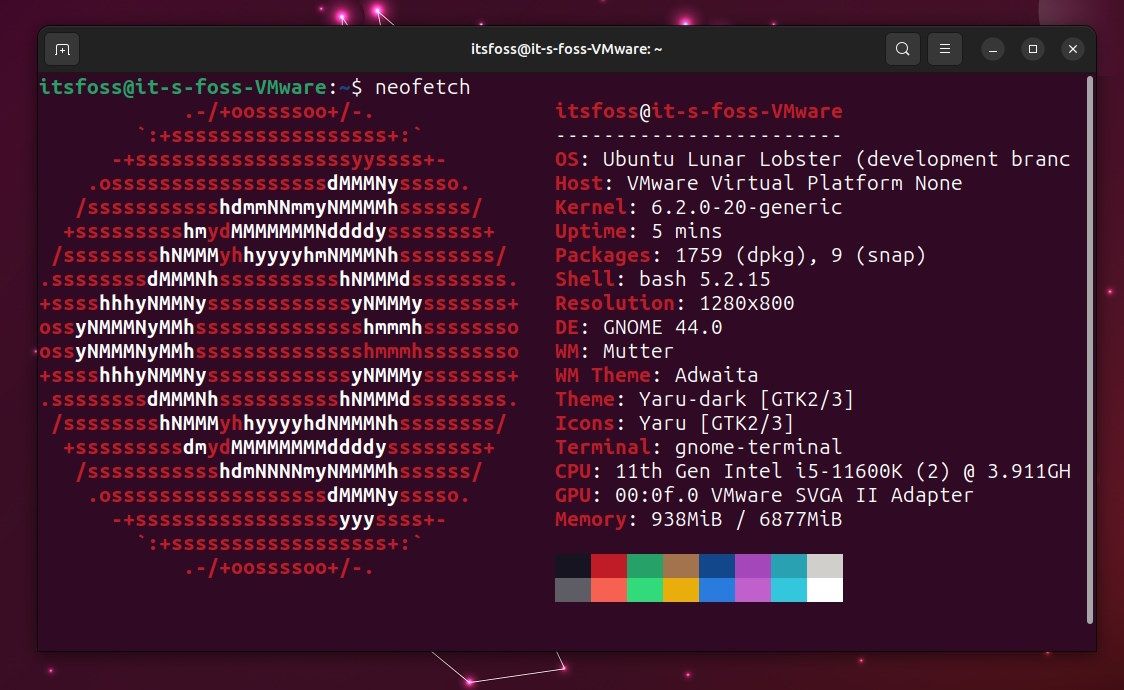 Ubuntu 23.04 neofetch screenshot