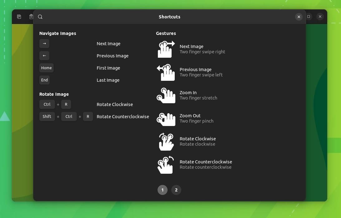 a screenshot of the keyboard and trackpad shortcuts on loupe