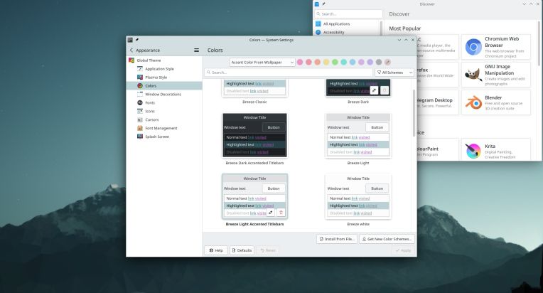 kde tinted accent colored header area