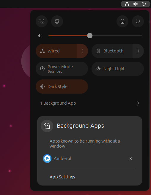 ubuntu 23.04 displaying background apps