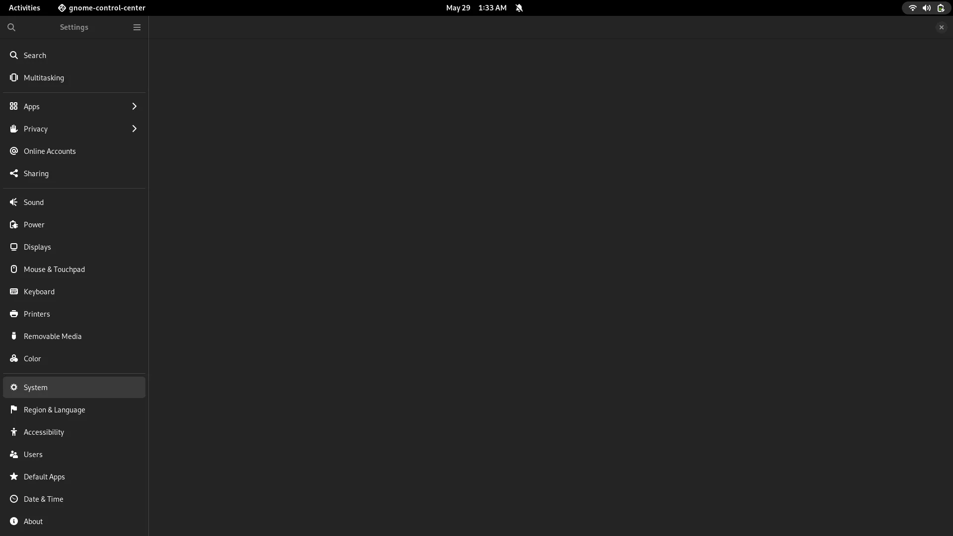 gnome system panel progress