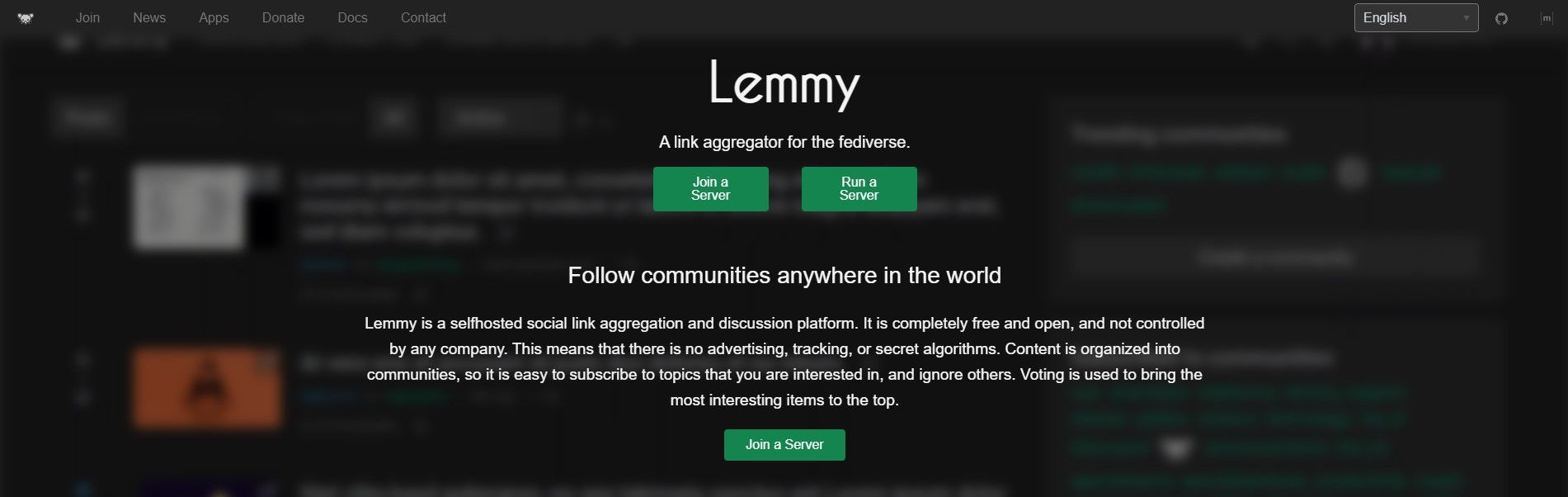 a screenshot of the lemmy banner on its homepage