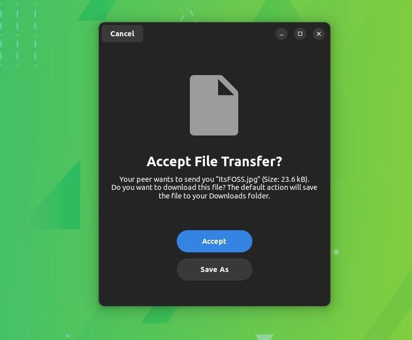 a screenshot of warp's accept file transfer page