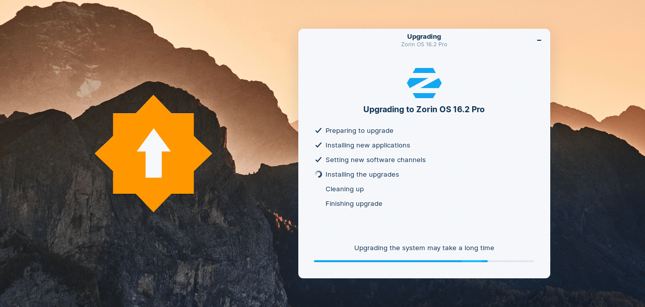 a picture of the zorin os updater banner