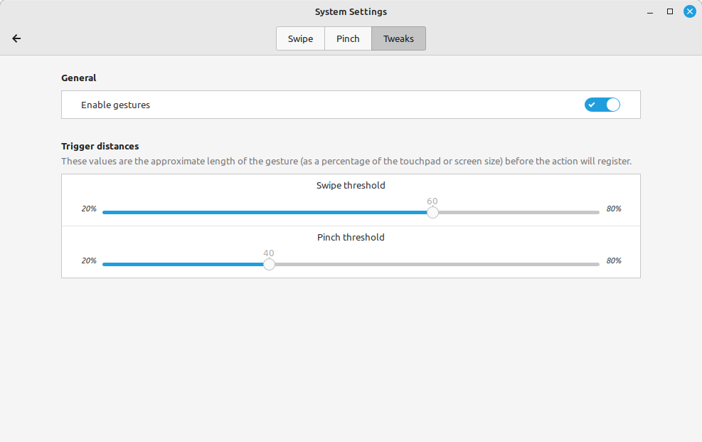 linux mint gestures