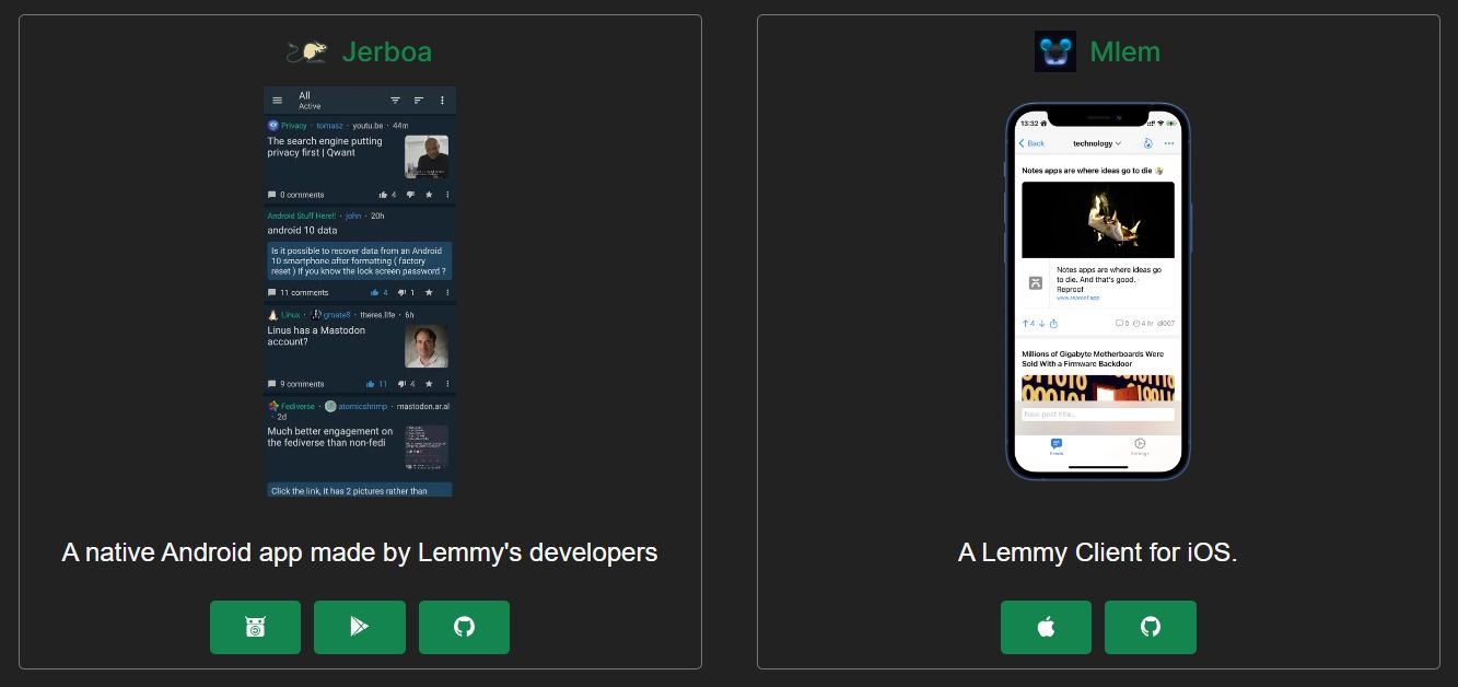 lemmy mobile apps