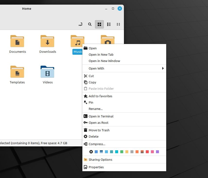 linux mint 21.2 folder colors