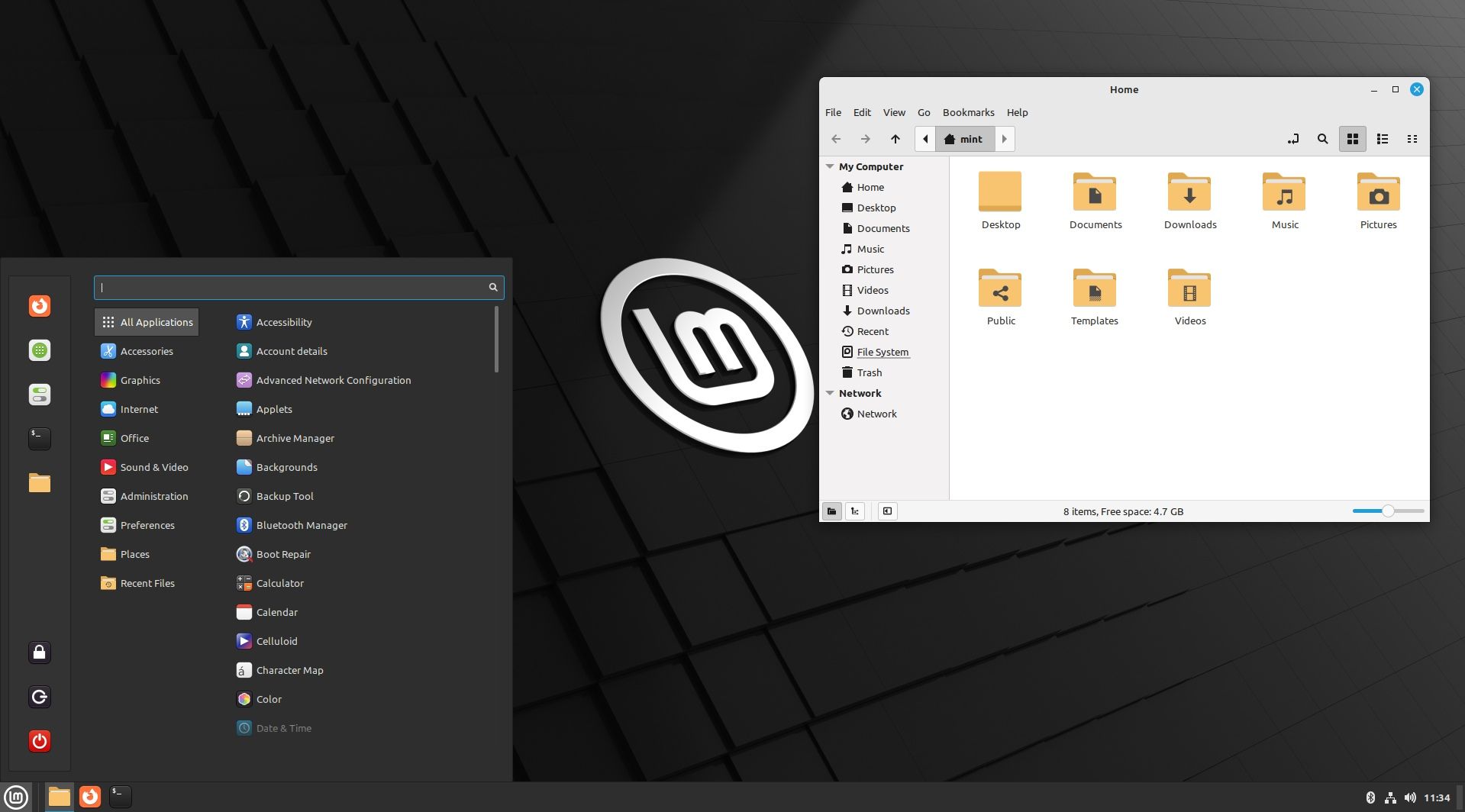 linux mint 21.2 homescreen