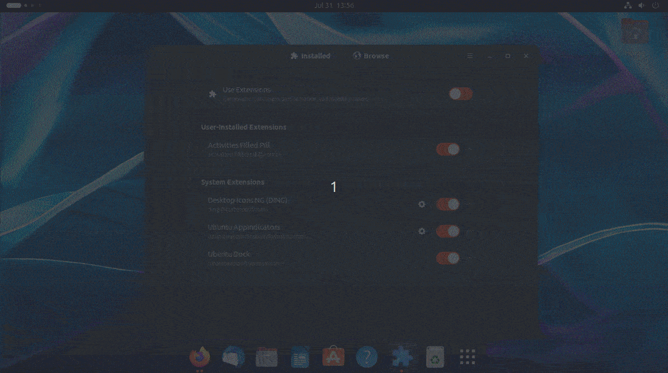 a demo of the pill workspace switcher on gnome