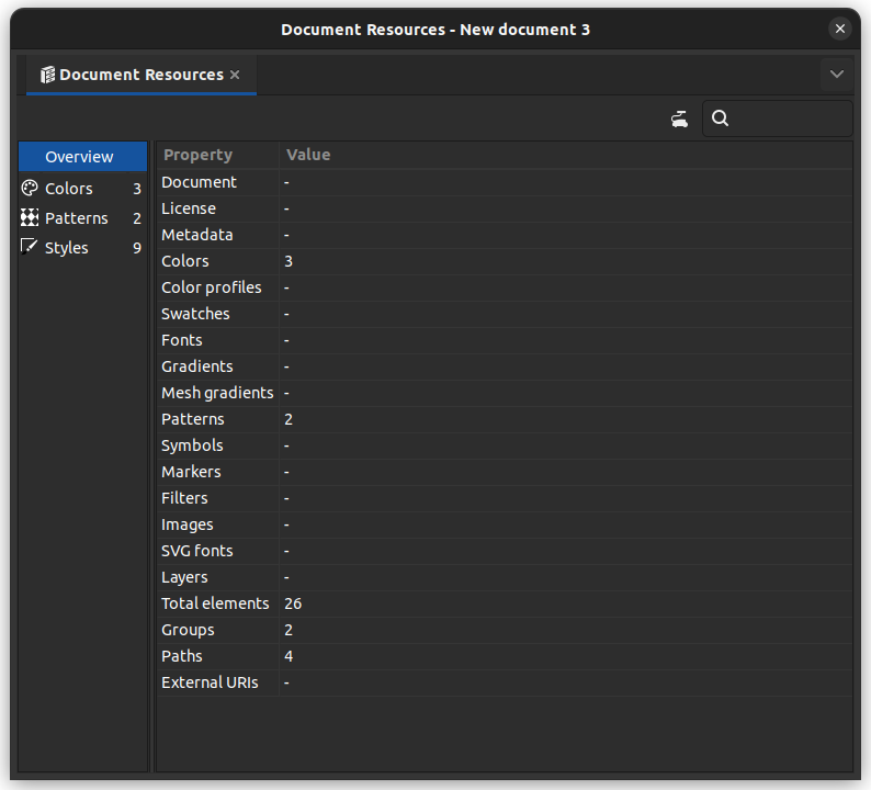 a screenshot of inkscape's new document resources dialog