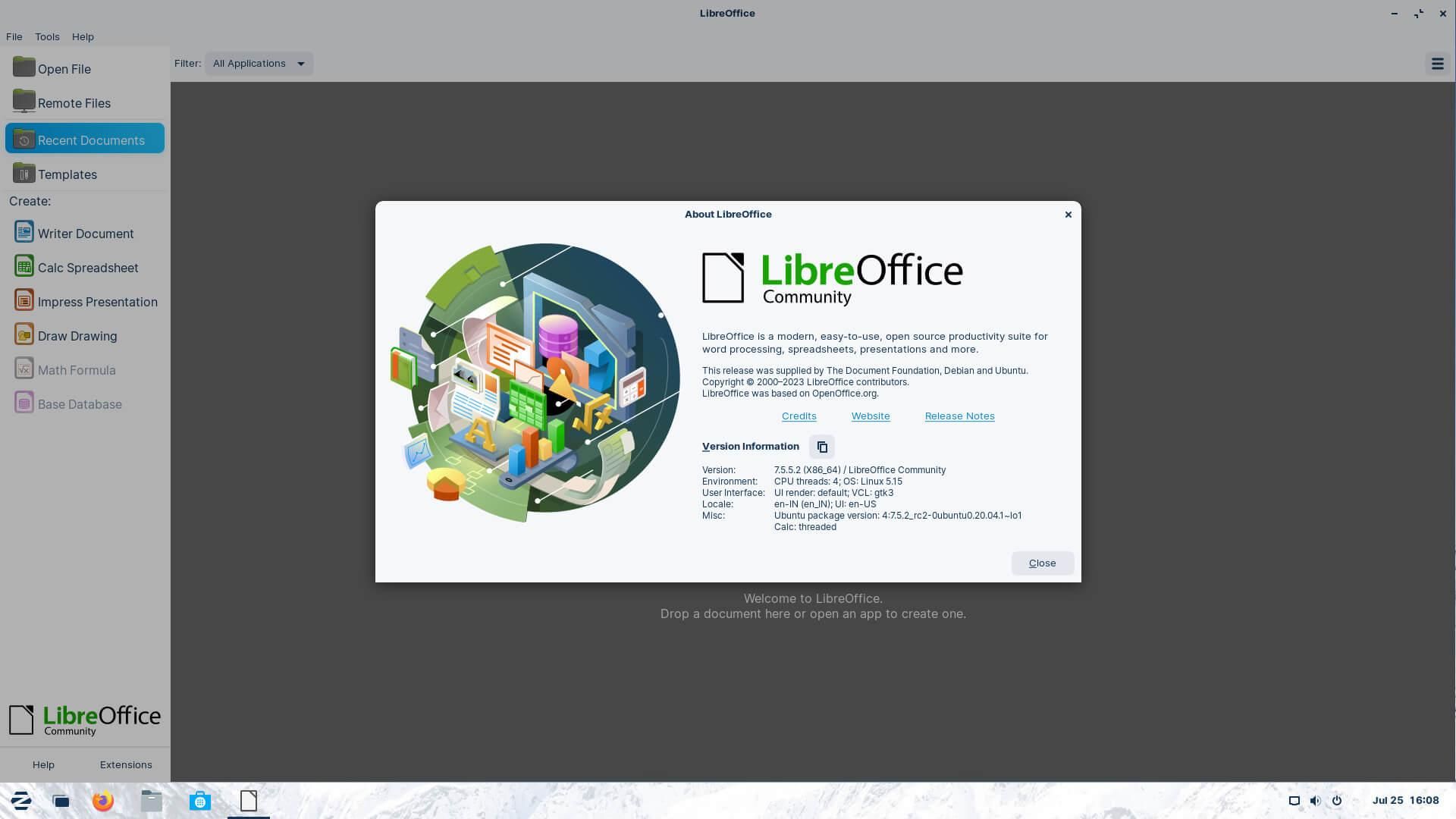 a screenshot of zorin os 16.3 running libreoffice 7.5