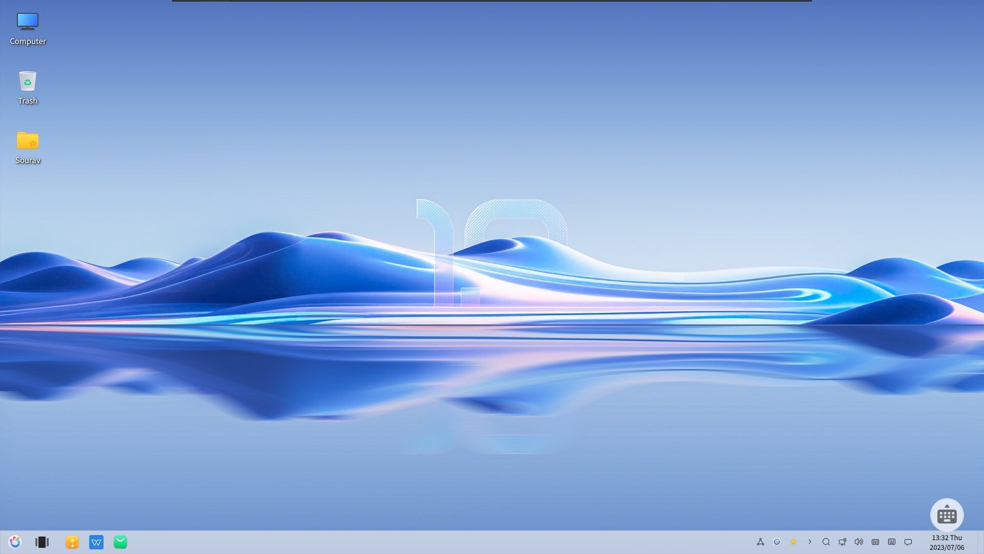 a screenshot of the desktop of openkylin