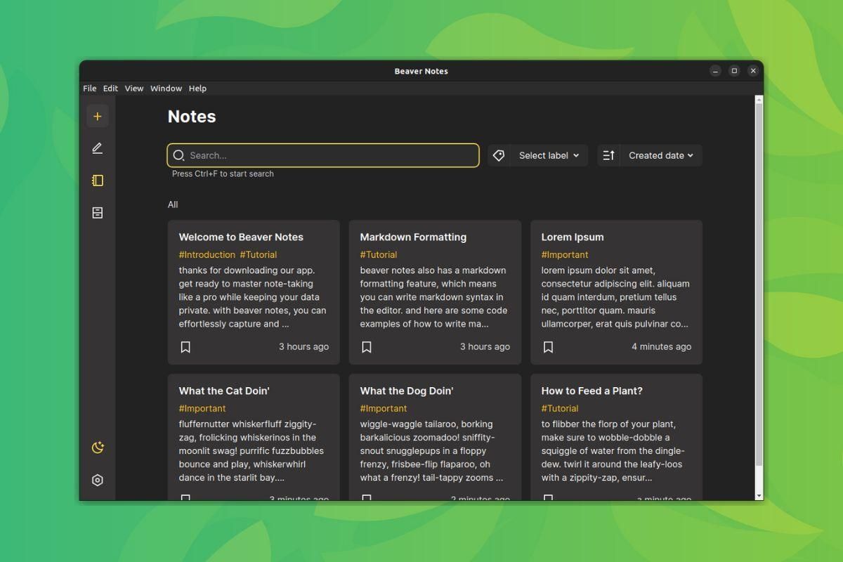 a screenshot of beaver notes' homepage