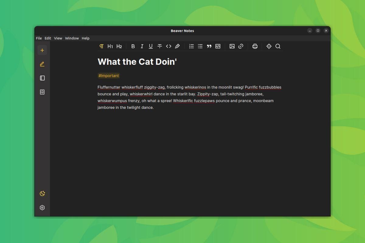 a screenshot of beaver notes' note editor