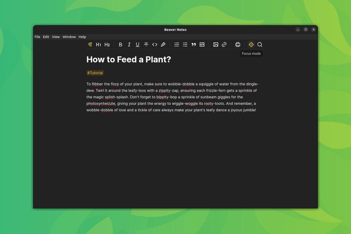 a screenshot of beaver notes' focus mode feature